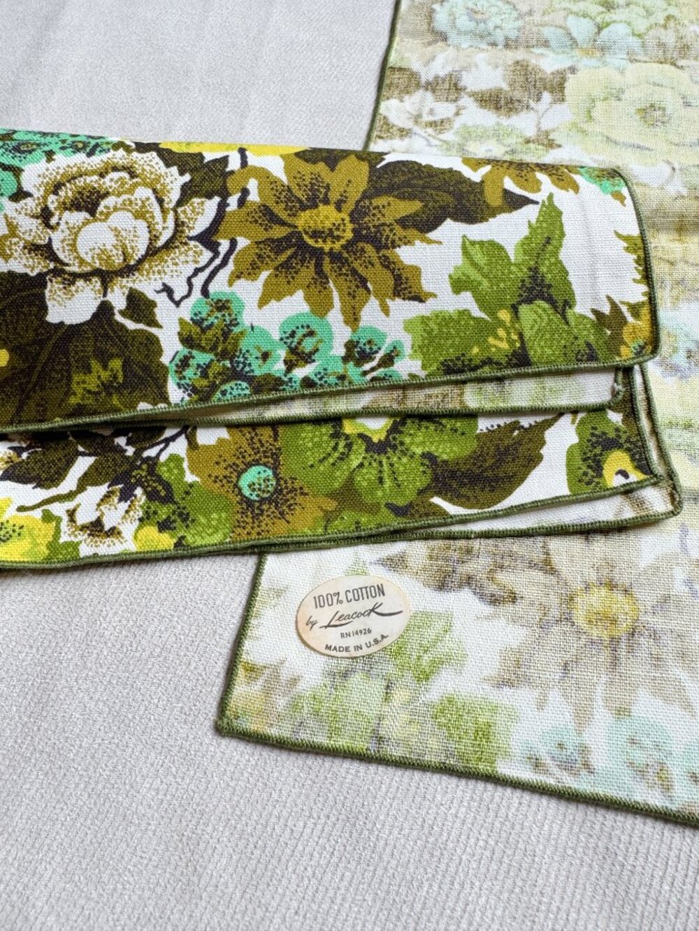Floral Vintage Napkins Set MCM Leacock Cotton 4 pc - Picture 7 of 14